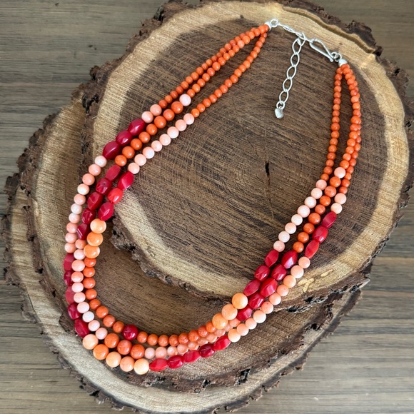Jay King Dyed Coral and Sterling Silver Multi Strand Necklace - Picture 6 of 11